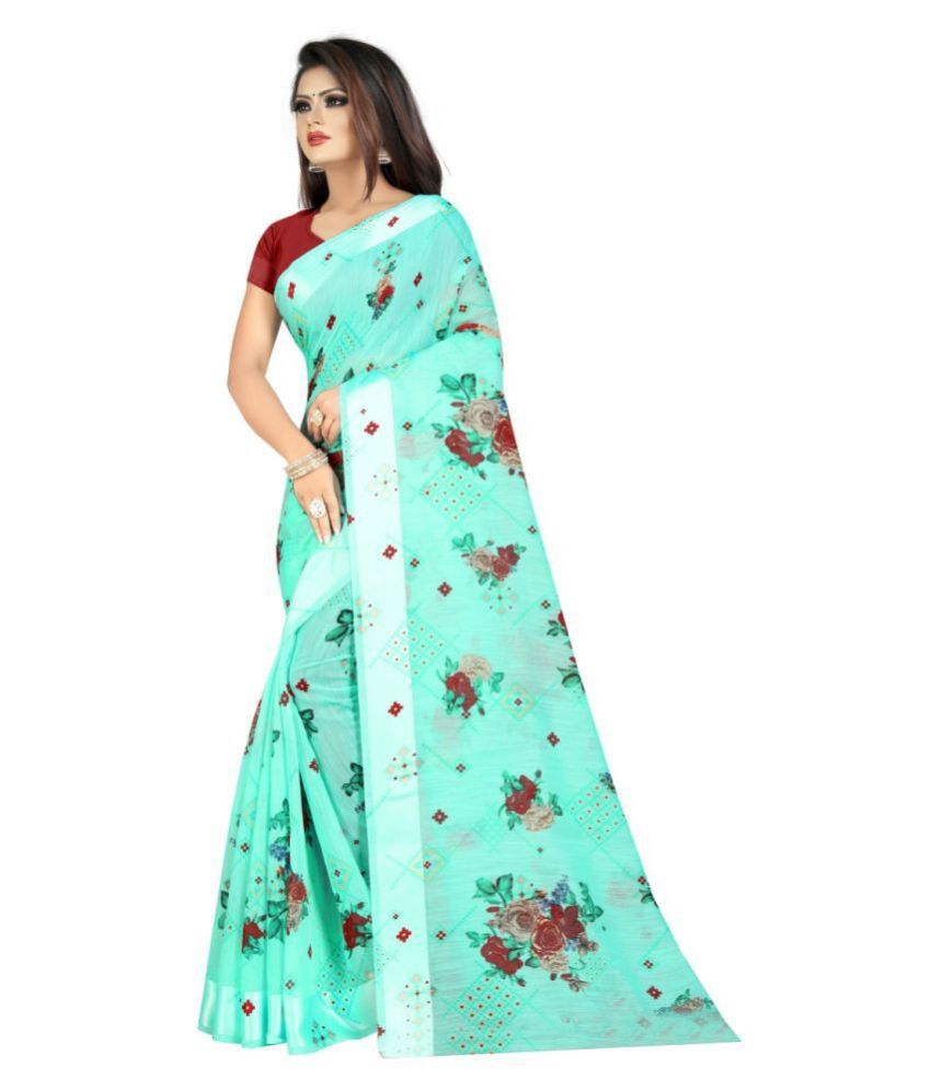 Dipesh Print Green Cotton Saree - Buy Dipesh Print Green Cotton Saree Online at Low Price 