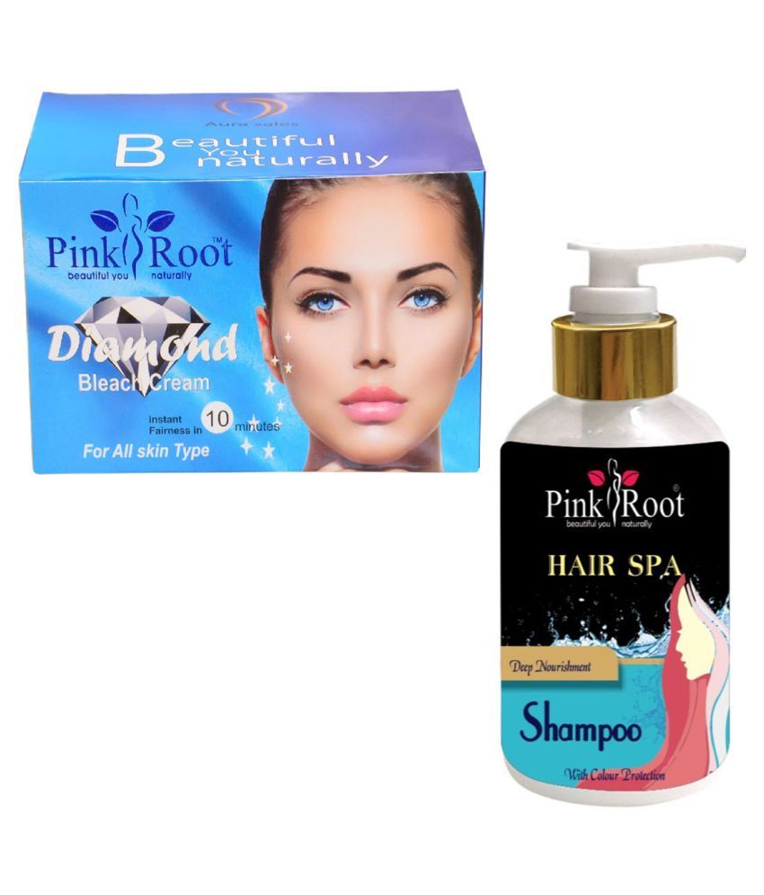 Pink Root Diamond Bleach 250gm With Hair Spa Shampoo 200 Ml Pack Of 2