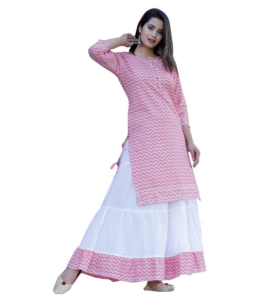 Cotton Kurti With Skirt - Stitched Suit 