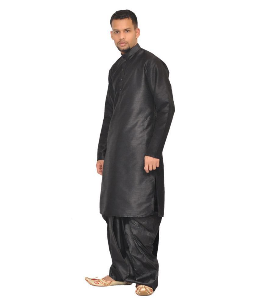 black shirt & dhoti