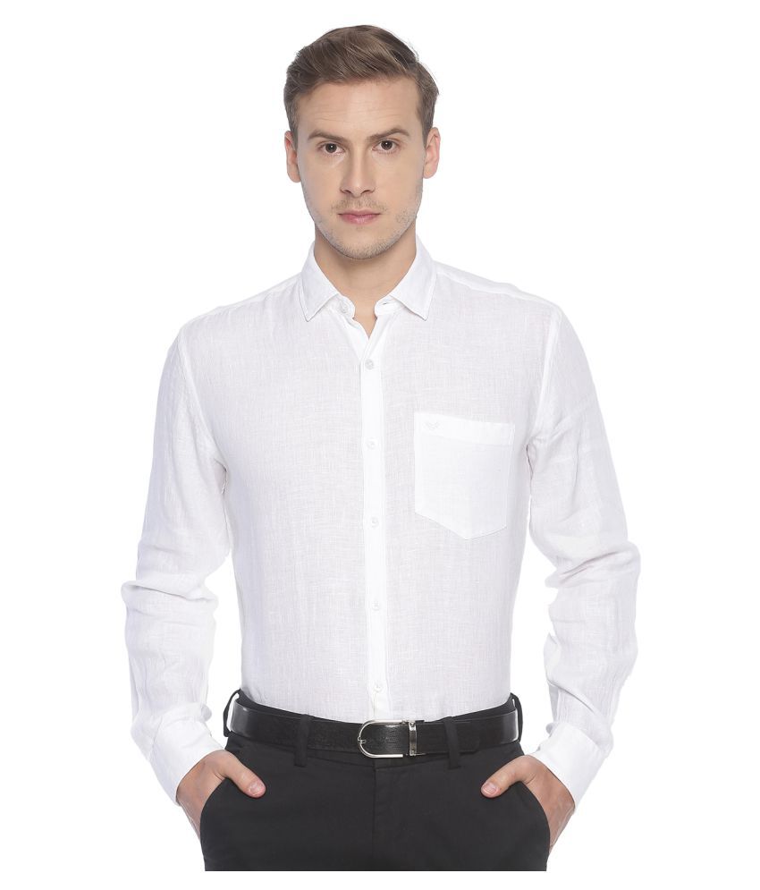 Linen Club Linen White Solids Formal Shirt - Buy Linen Club Linen White ...