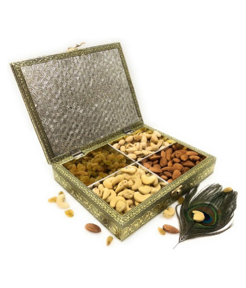 ROXA Peacock Decorative Empty Dry Fruit Box / Wooden Dry Fruit Box
