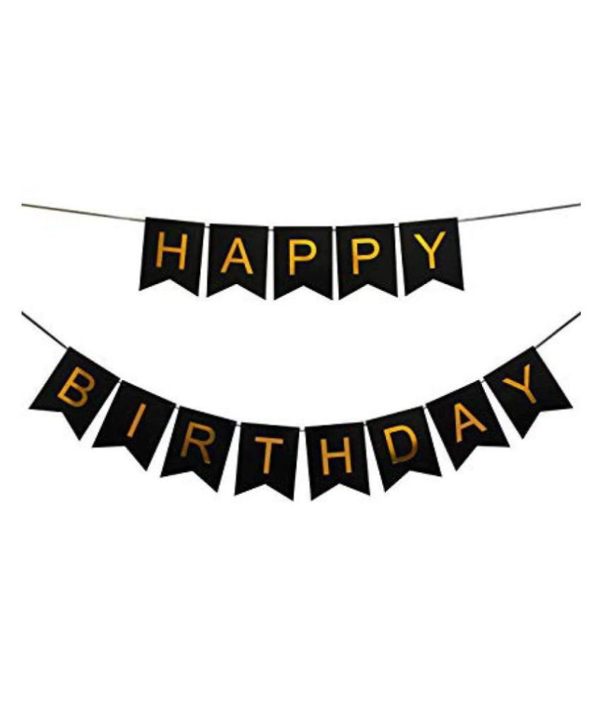 Happy Birthday Banner with Golden Shiny Curtains Black with Latex and ...