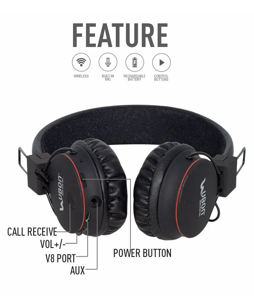 Buy UBON BT 5660 Feather light On Ear Wireless With Mic Headphones
