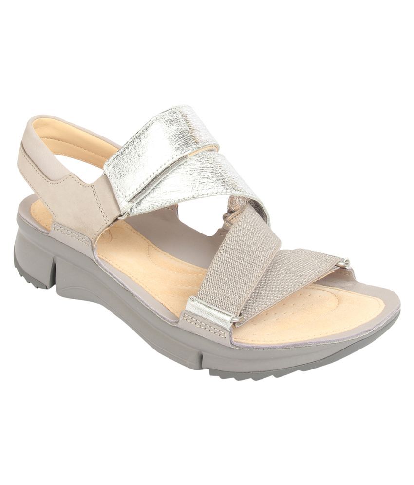 clarks silver flats