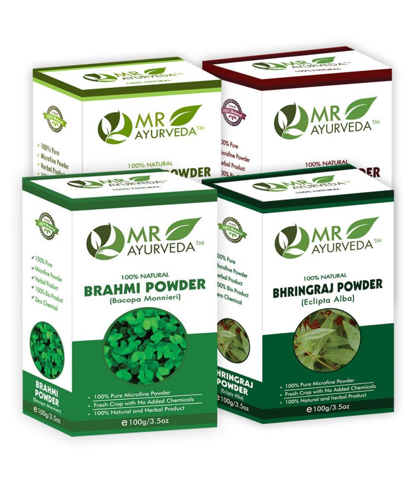     			MR Ayurveda Natural Brahmi, Bhringraj, Amla & Shikakai Powder Hair Scalp Treatment 400 g Pack of 4