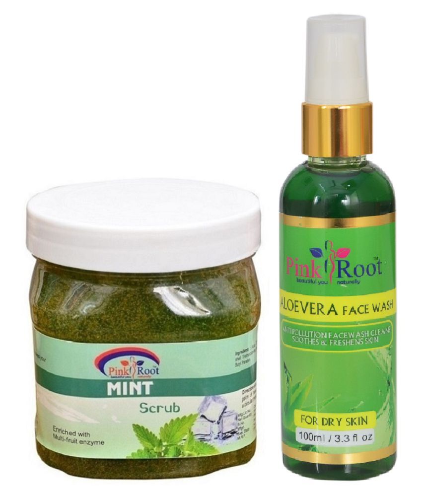 Pink Root MINT SCRUB 500 WITH ALOEVERA Face Wash 100 mL Pack of 2 Buy