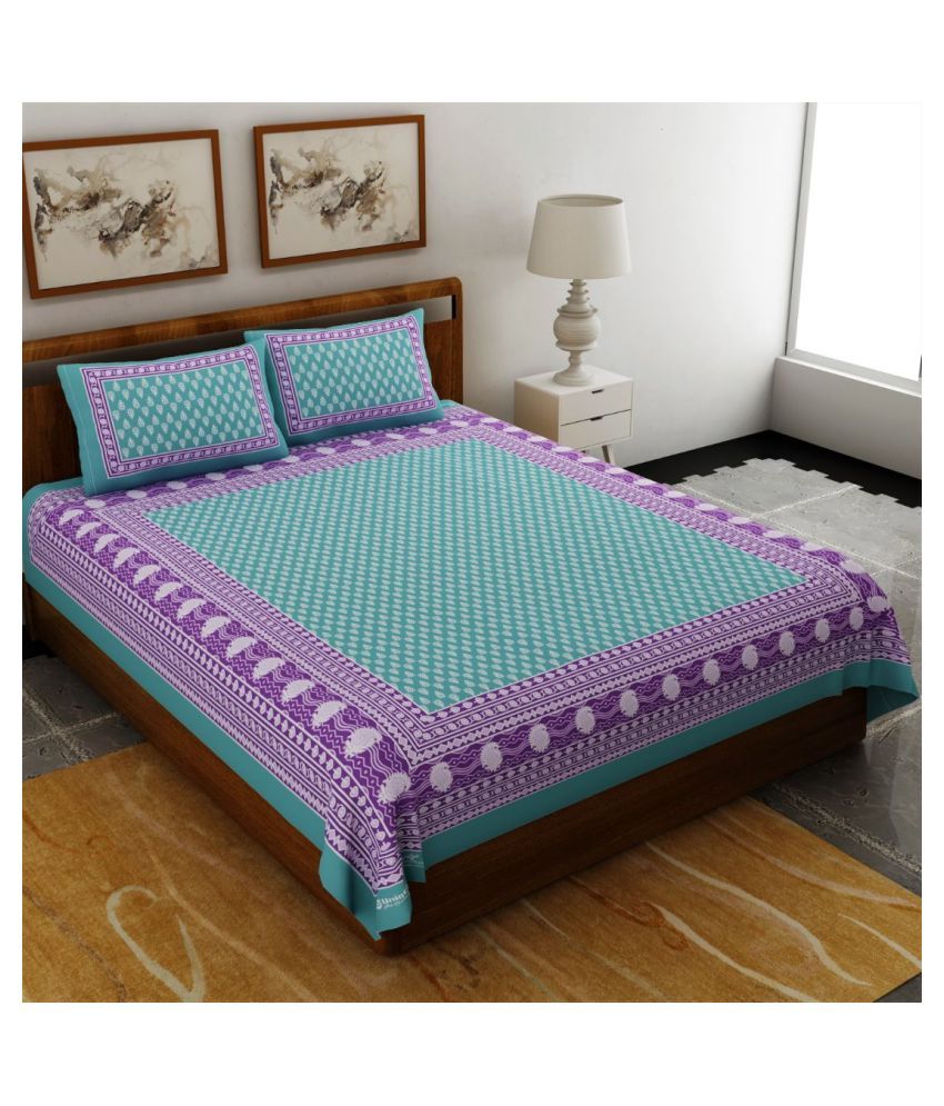     			Uniqchoice Cotton Double Bedsheet with 2 Pillow Covers