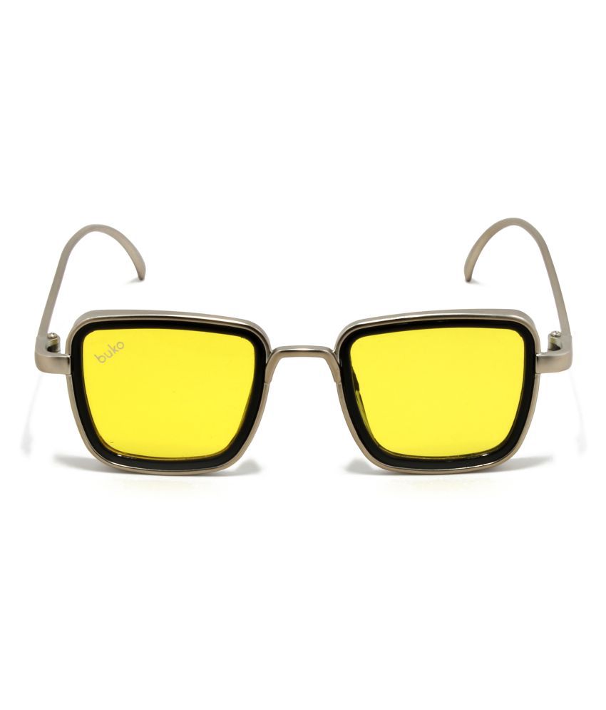 Buko Style - Yellow Square Sunglasses ( Kabir Singh, Silver ) - Buy ...