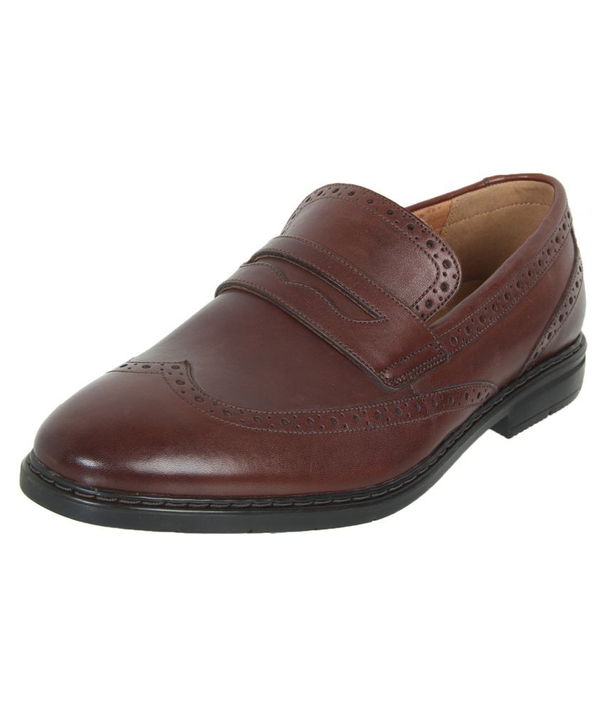 brown formal slip on shoes