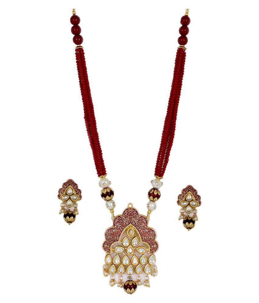     			Piah Brass Golden Traditional Necklaces Set