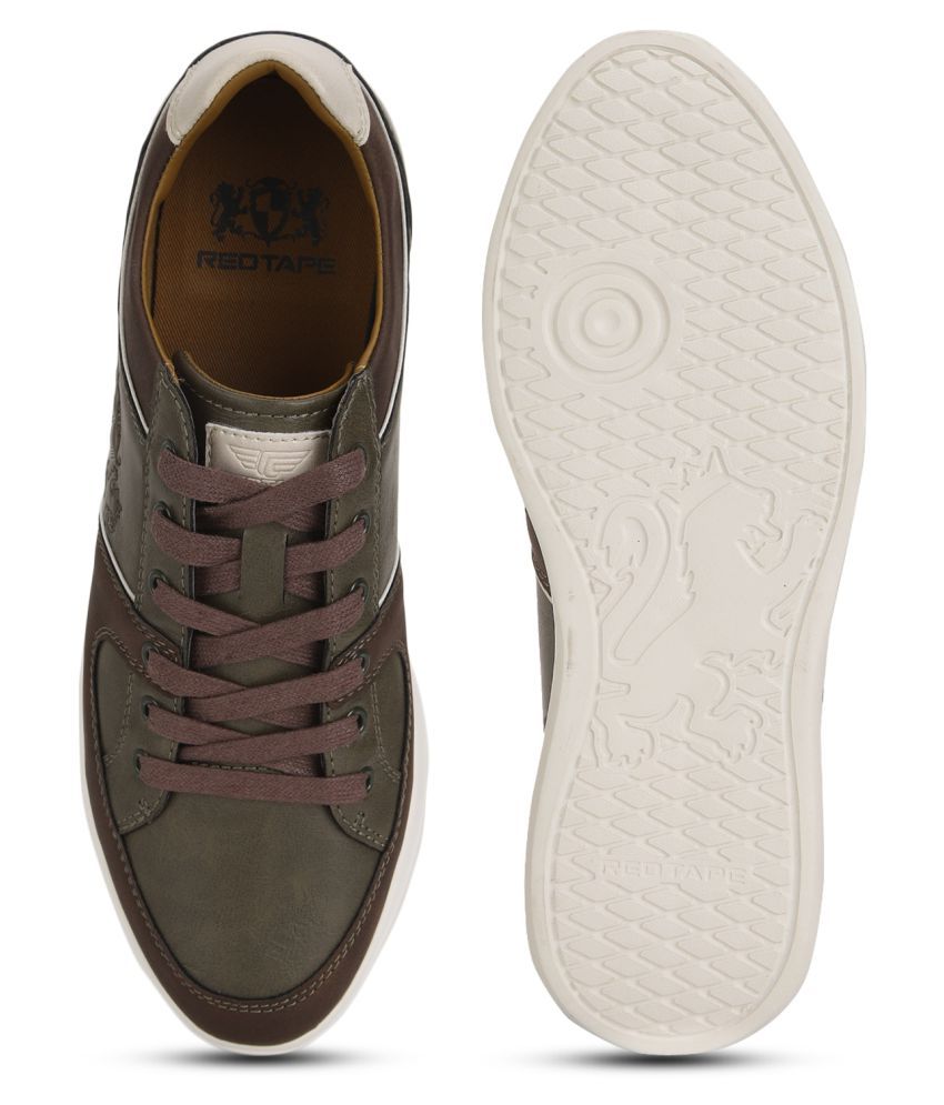 red tape brown leather sneakers