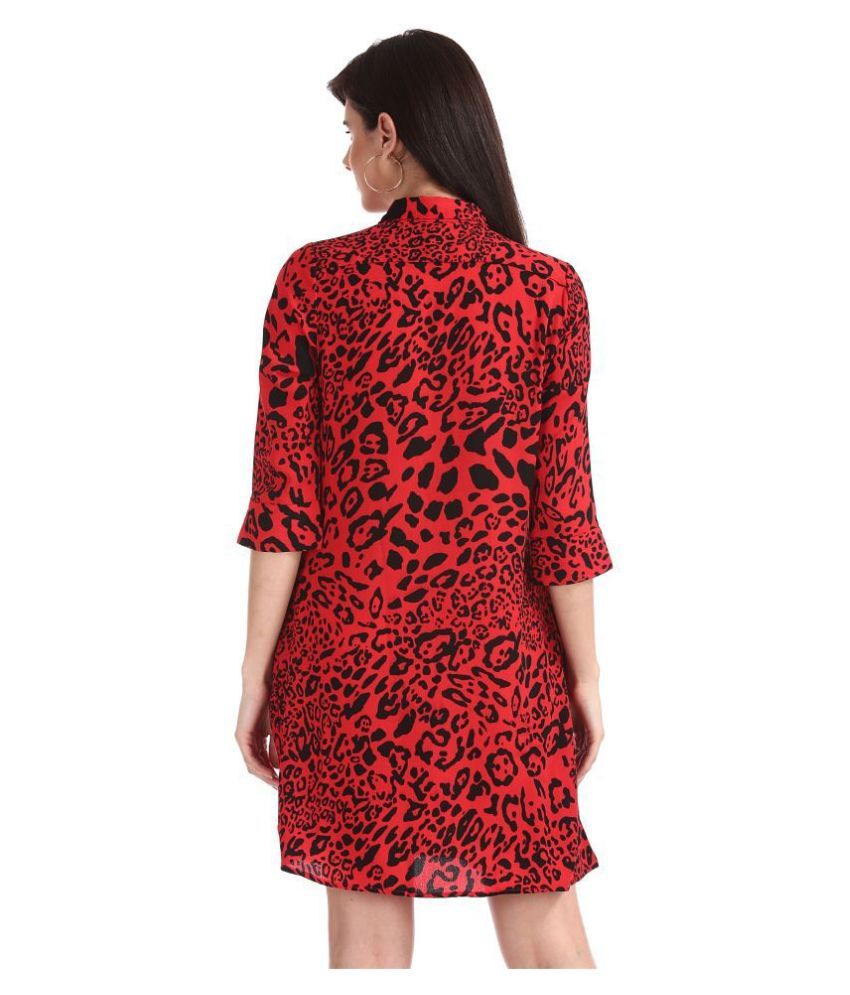 warehouse red shirt dress