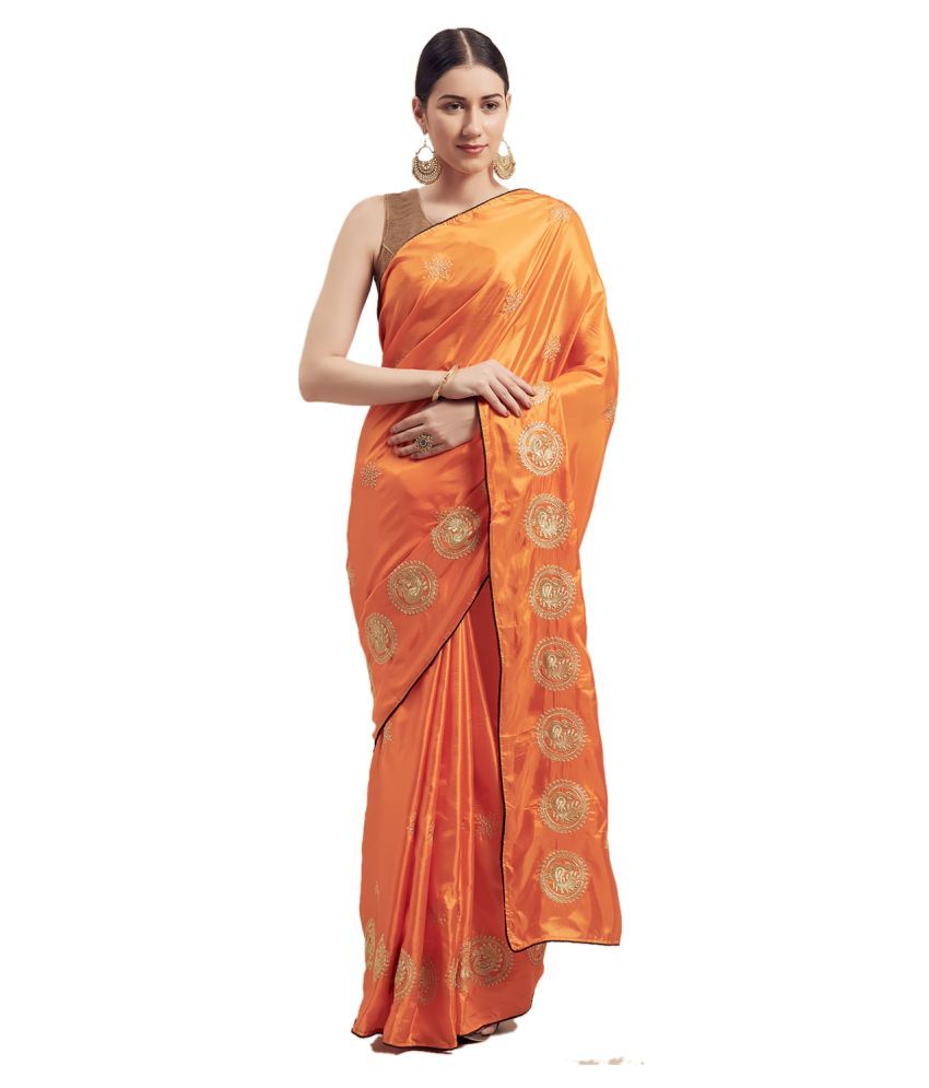     			Veer International Orange Paper Silk Saree