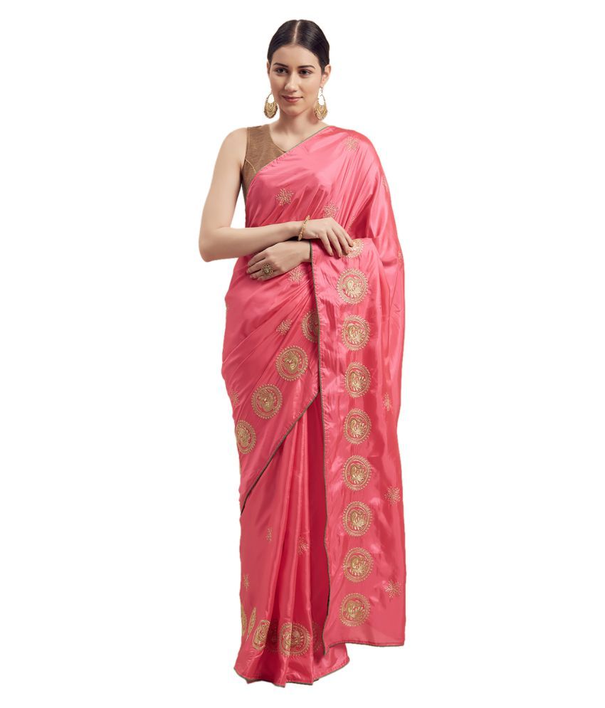     			Veer International Pink Paper Silk Saree