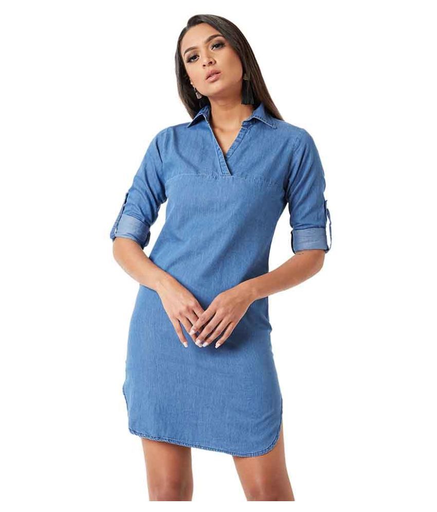     			Miss Chase Cotton Blue Regular Dress