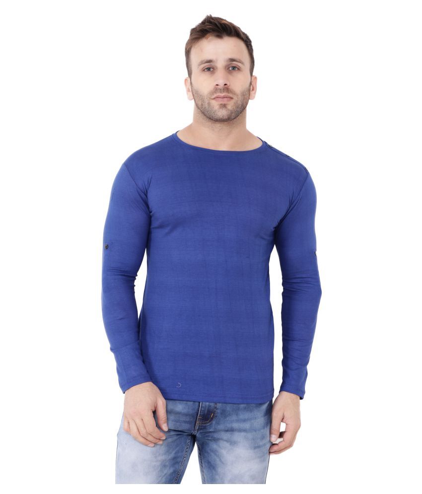     			Tfurnish Cotton Blend Blue Solids T-Shirt