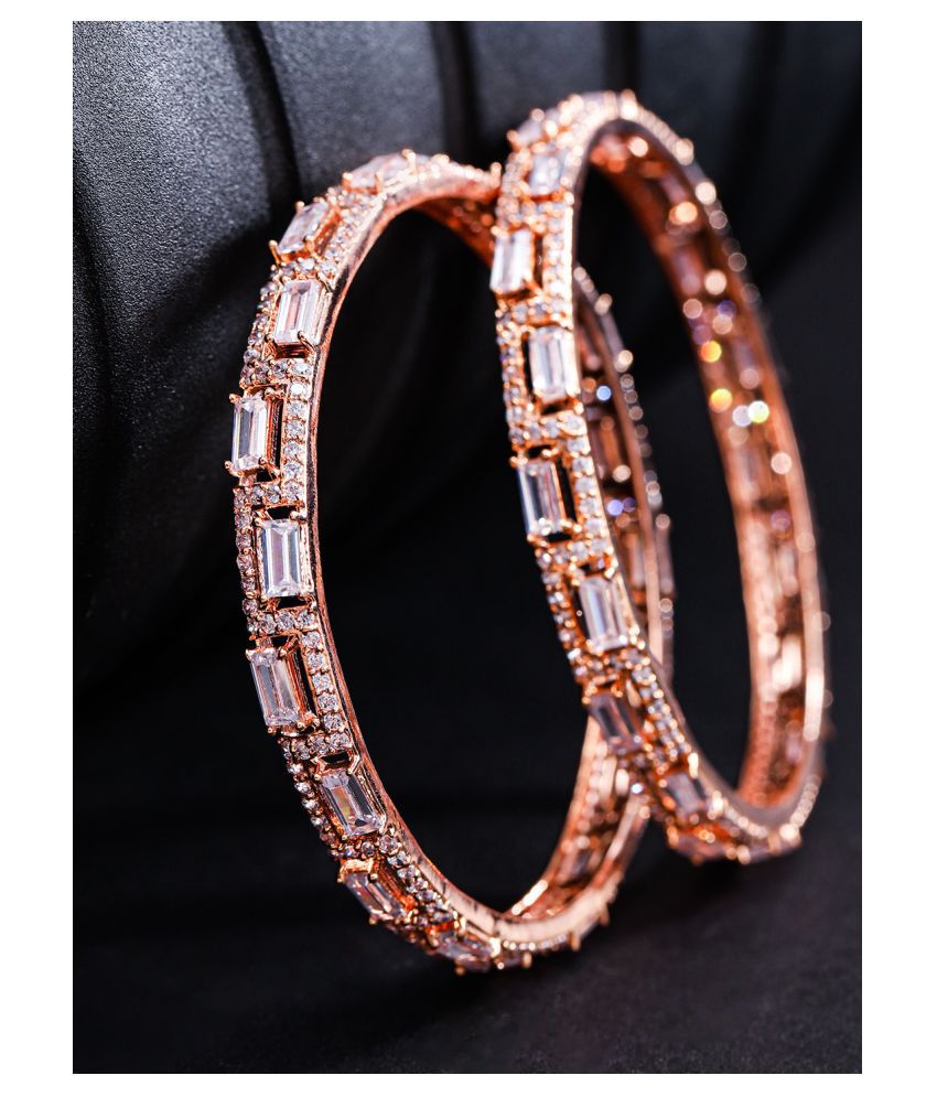     			Priyaasi Rose Gold-Plated Designer  Bangles with American Diamond for Women and Girls