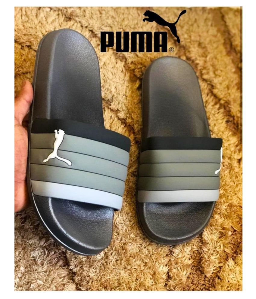 puma black slide flip flop
