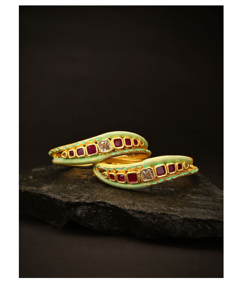     			Priyaasi Beautiful Multicolor Coloured Stone Gold Plated Bangles for Women and Girls