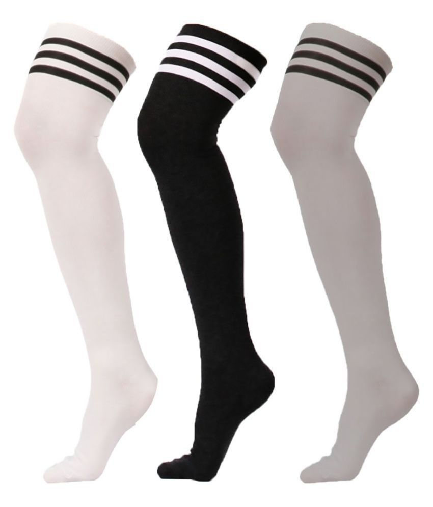 Xs and Os Women Over the Knee Thigh High Socks Combo (Pack of 3 (Black ...