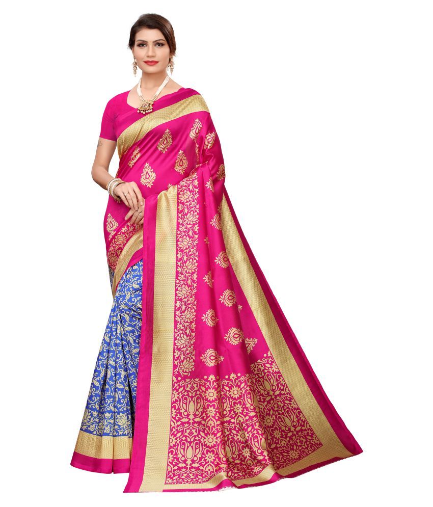 Diya Vastra Pink Art Silk Saree - Buy Diya Vastra Pink Art Silk Saree ...