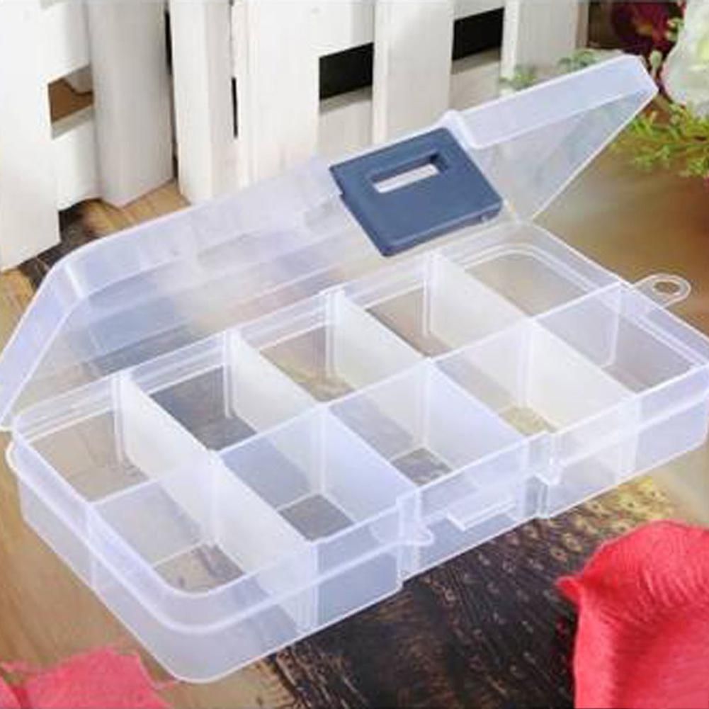 10 Compartments Clear Plastic Storage Box Jewelry Bead Screw Organizer