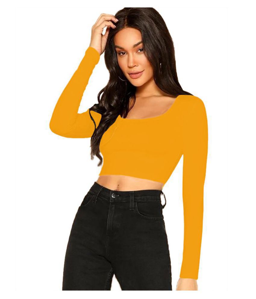 THE BLAZZE Cotton Crop Tops - Yellow - Buy THE BLAZZE Cotton Crop Tops ...