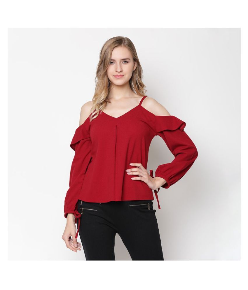 V2 Polyester Regular Tops - Maroon - Buy V2 Polyester Regular Tops ...