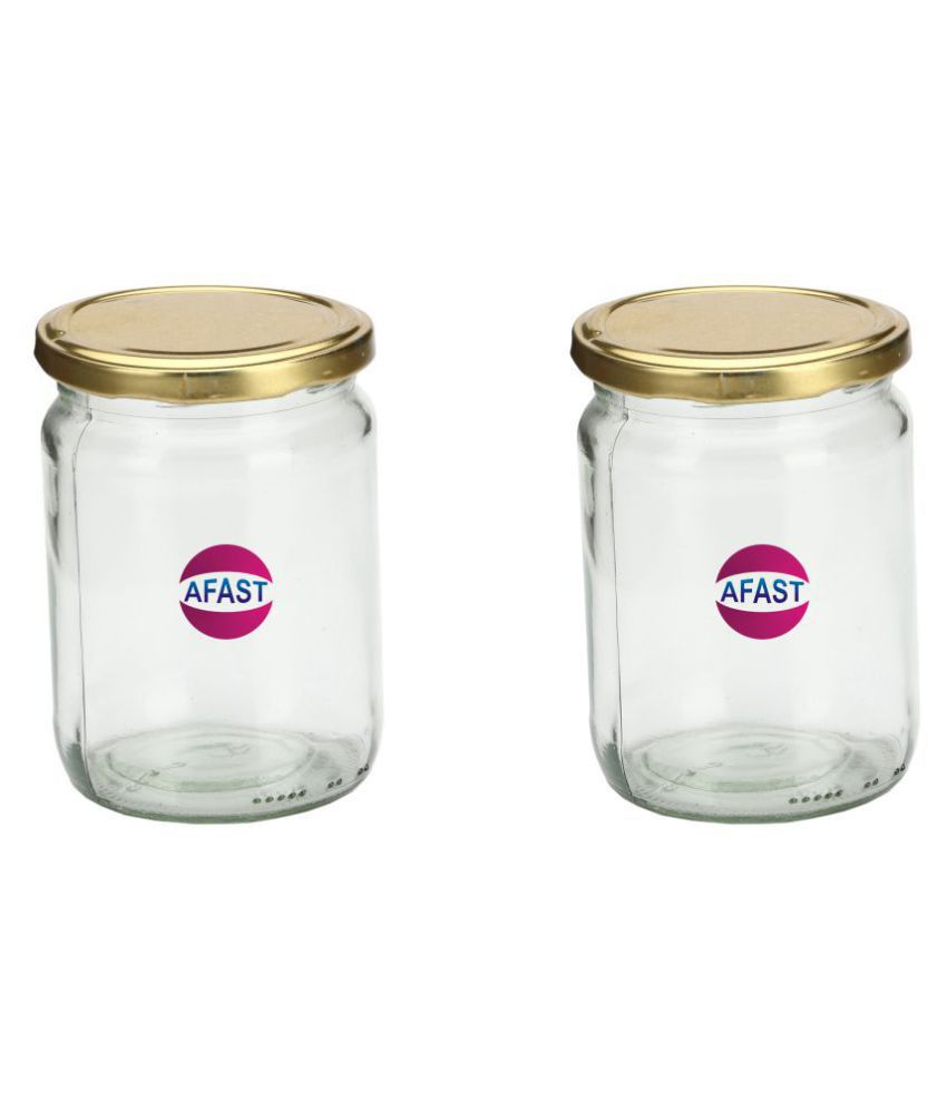     			Somil Glass Container, Transparent, Pack Of 2, 300 ml