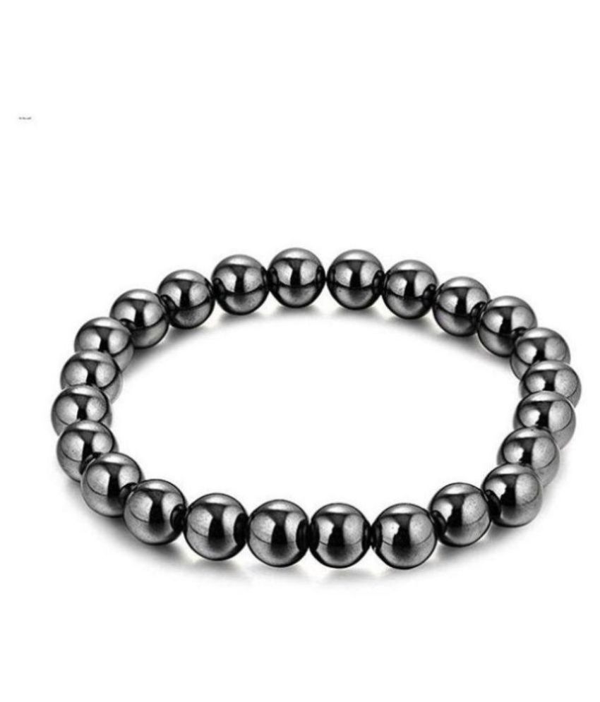     			8mm Magnetic Hematite Black Round Beads Gem Stretch Therapy Bracelet