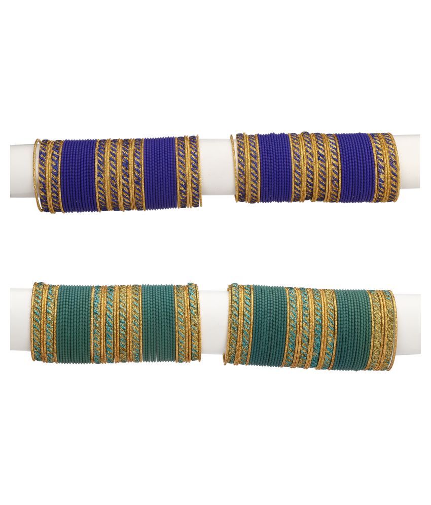     			Somil Designer Two Color Metal Bangle Set Of 96 Bangles Including 8 Kada & 16 Golden Bangles Round, Multicolor, Size-2.4