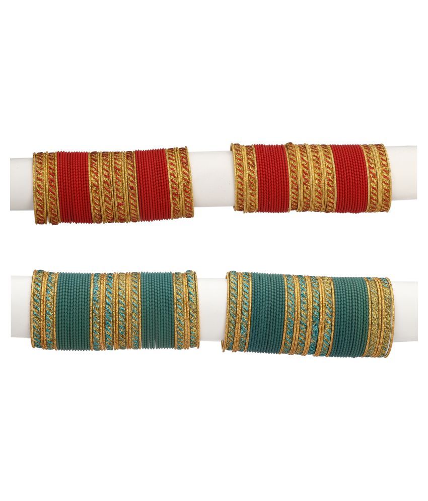     			Somil Designer Two Color Metal Bangle Set Of 96 Bangles Including 8 Kada & 16 Golden Bangles Round, Multicolor, Size-2.4