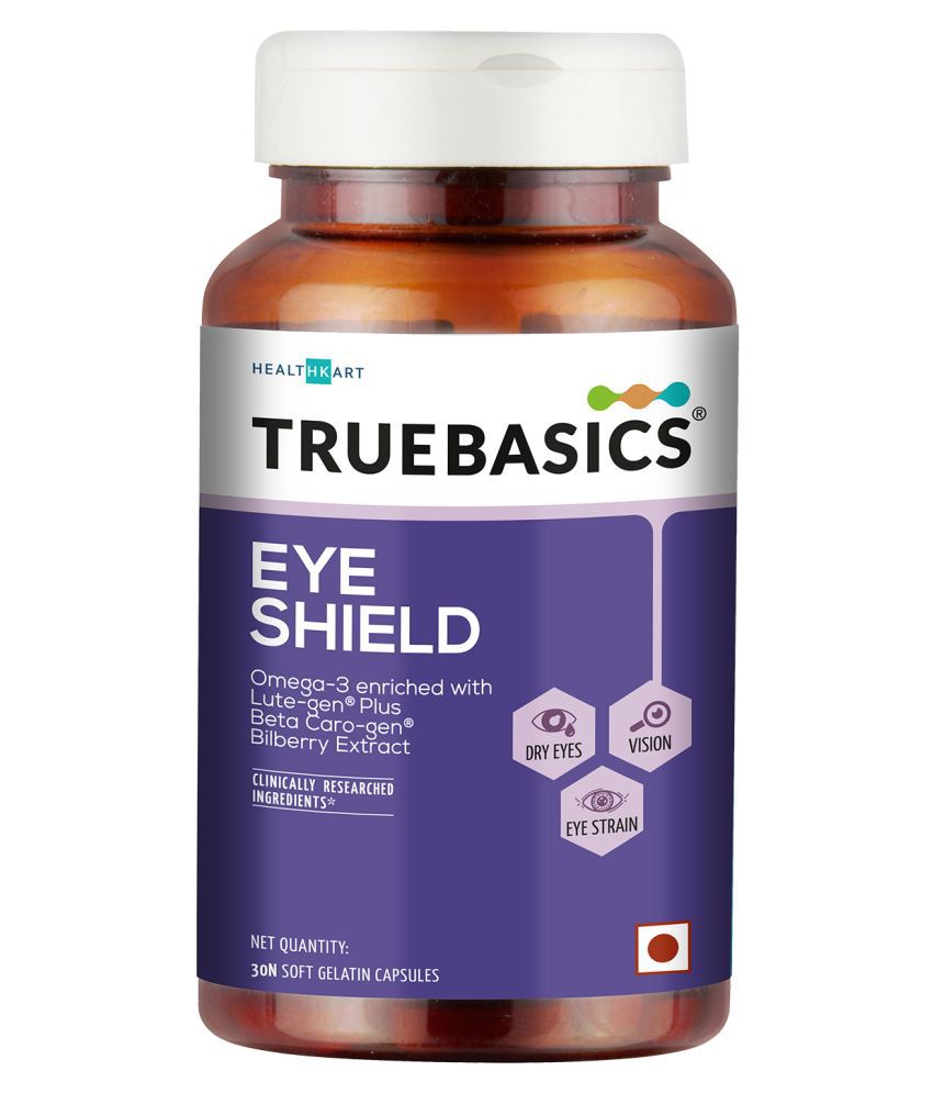 TrueBasics Eye Shield with Lutein, Zeaxanthin & Omega-3 for dry eyes, 30 capsules
