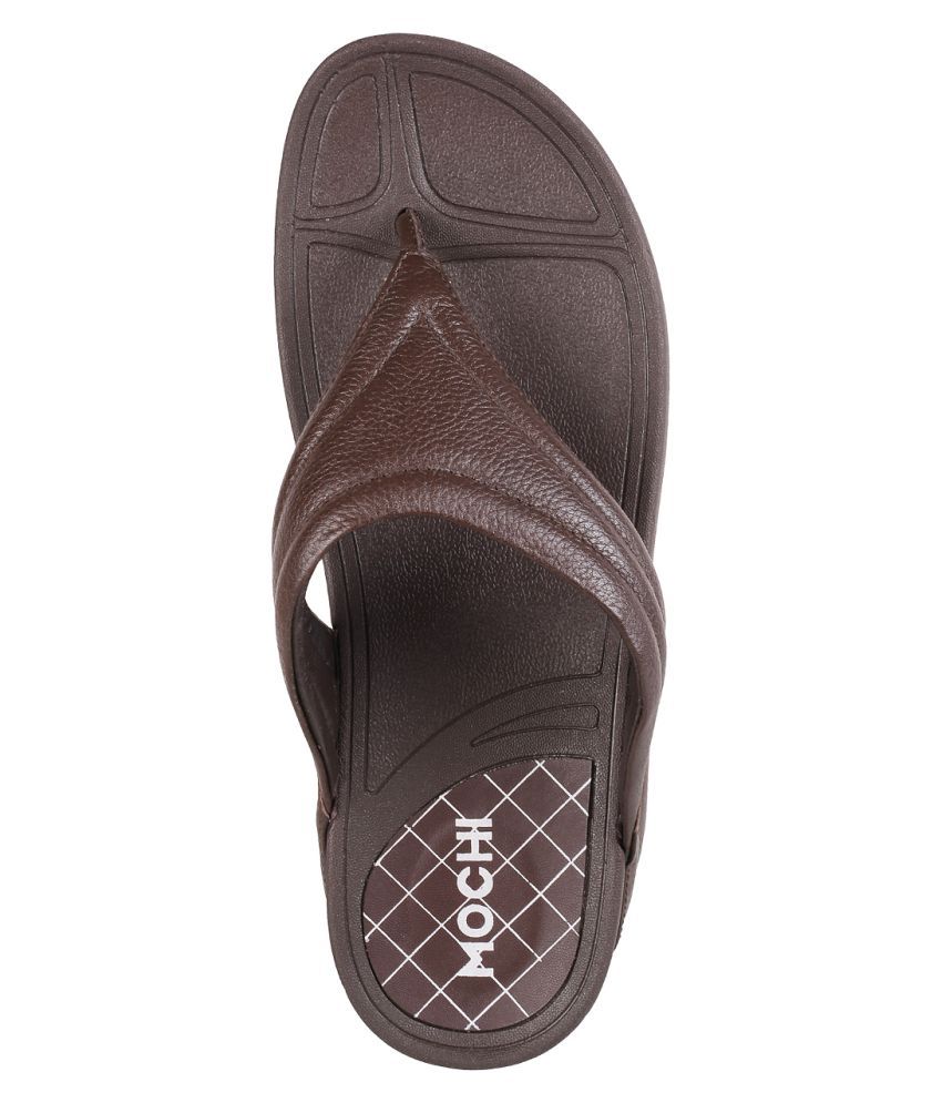 Mochi Brown Leather Sandals Price in India- Buy Mochi Brown Leather Sandals Online at Snapdeal