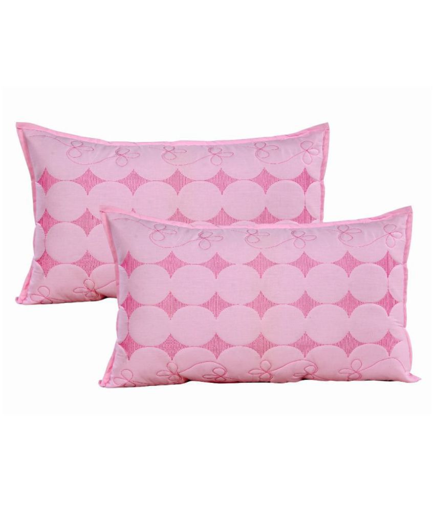     			MAHALUXMI COLLECTION Pack of 2 Pink Pillow Cover