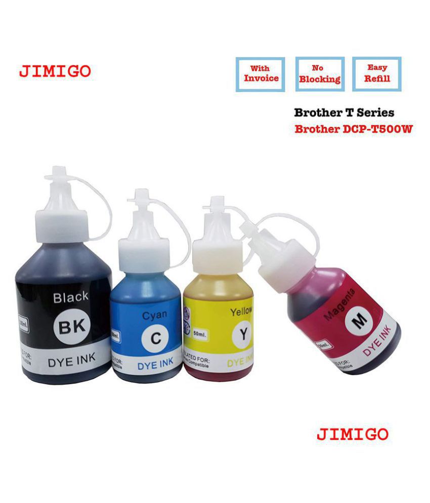JIMIGO FOR BROTHER MFC-T810 Multicolor Pack of 4 Ink bottle for REFILL INK brother DCP T300 ,DCP ...