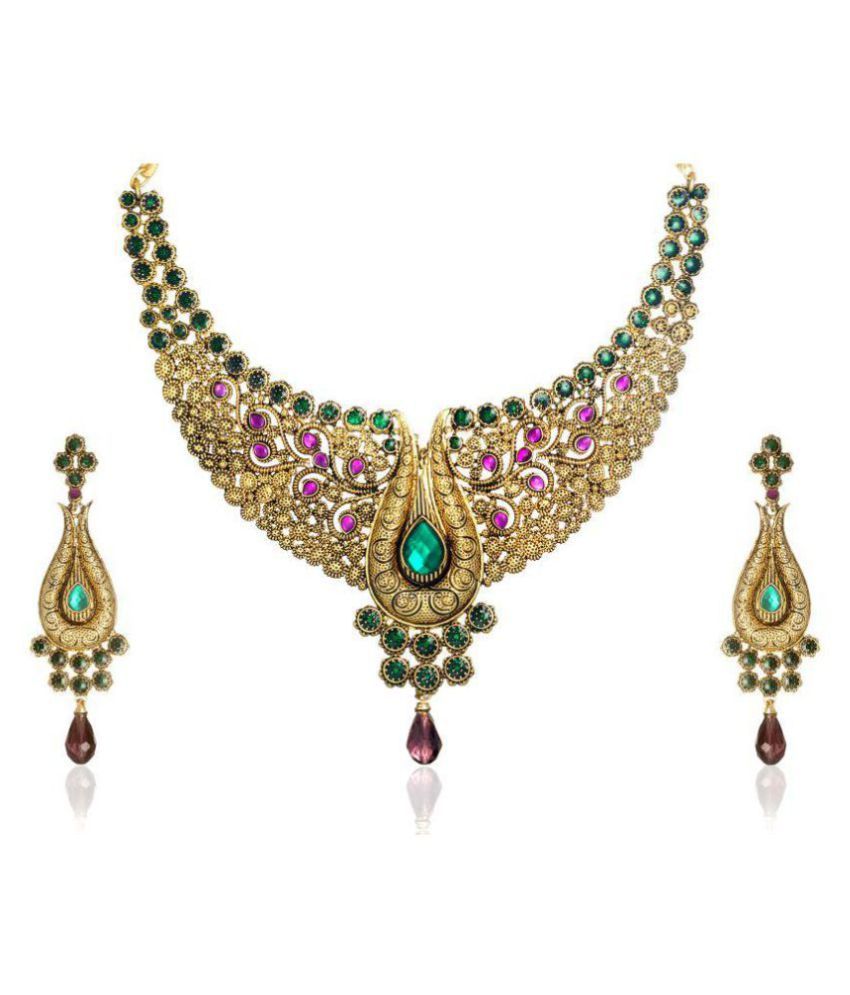 Zaveri Pearls Alloy Golden Necklaces Set Buy Zaveri Pearls Alloy