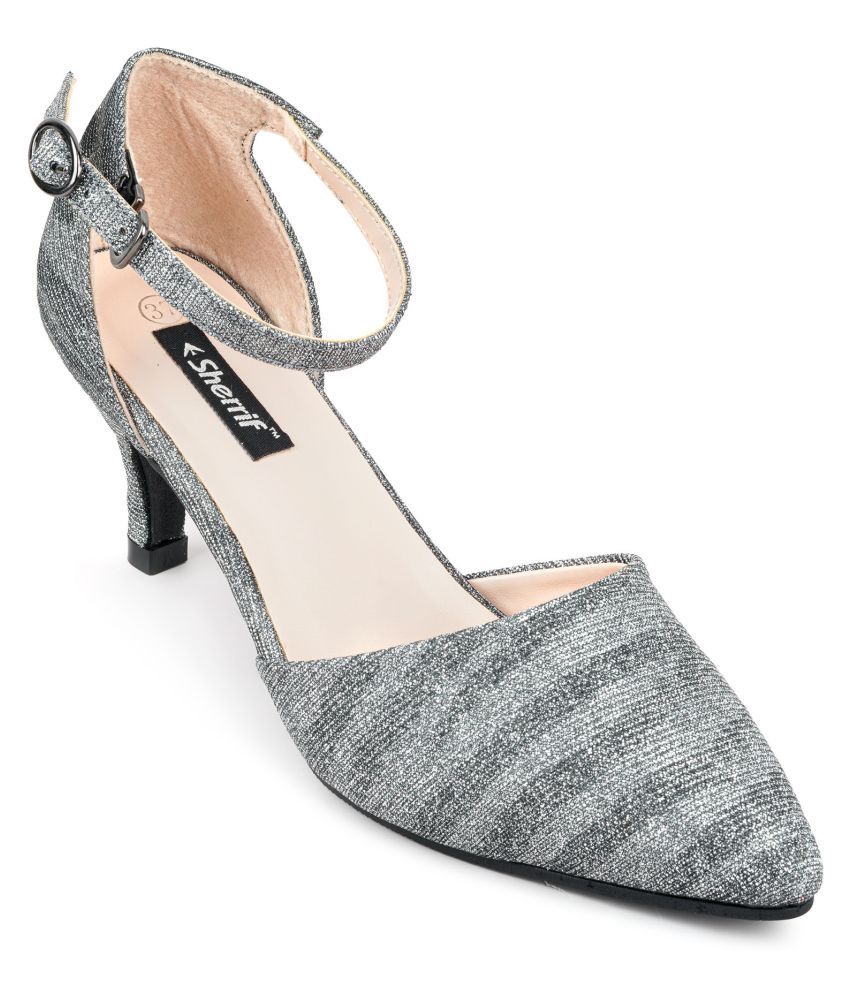sherrif shoes Gray Kitten Heels Price in India- Buy sherrif shoes Gray