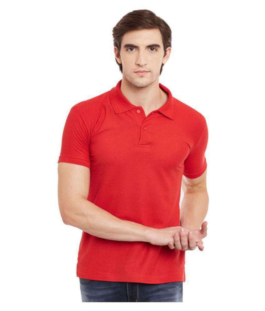 SquareFeet Red Regular Fit Polo T Shirt