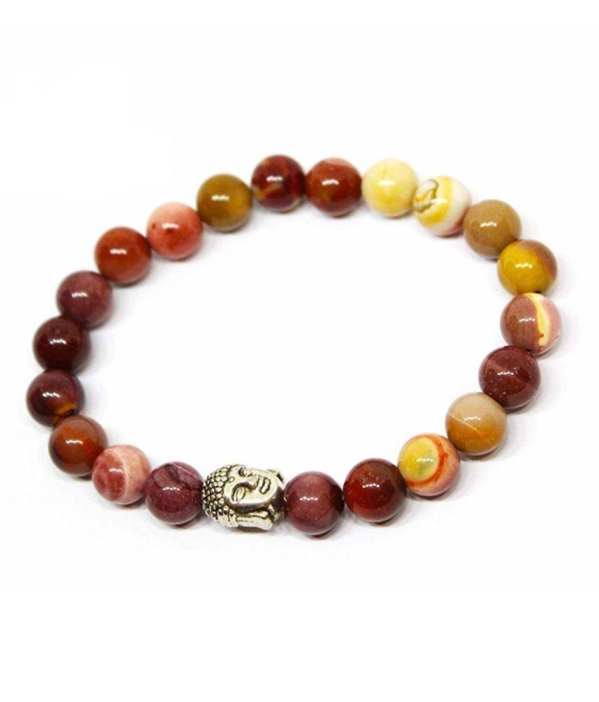     			8mm Yellow and Brown Mookaite Jasper With Buddha Natural Agate Stone Bracelet