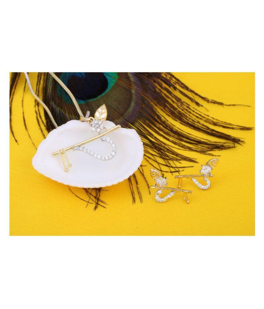 Darshini Designs krishna flute inspired AD pendant set for girls and