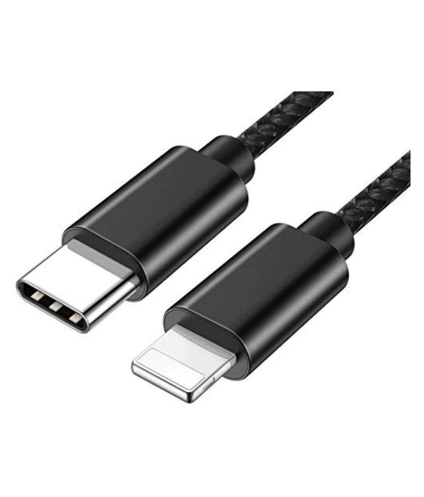 Eatech 1m Power Cord USB 3.1 Type C To 8 pin Male Nylon Braided Cable Black