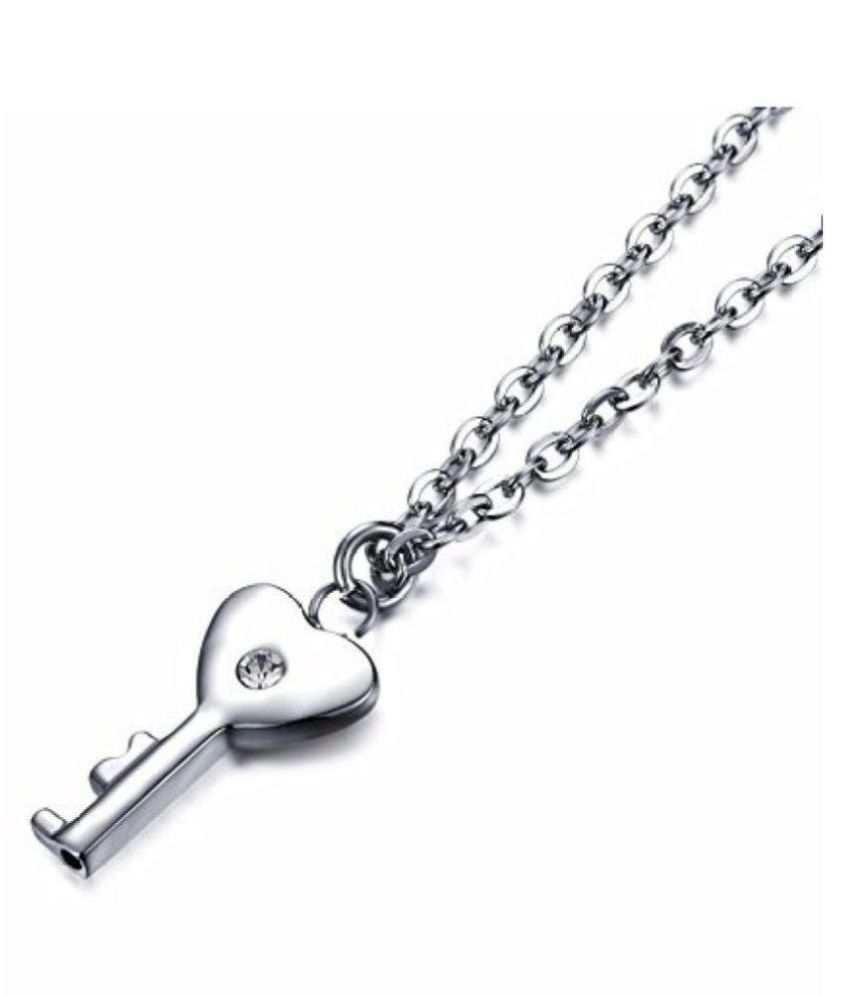 Newest Design Engraved Lock and Key Stainless Steel Couple Bracelet Pendant Necklace Set for