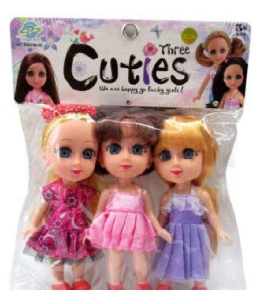 Sanyal Three Cuties Beautiful Doll Set for Kids, Colourful Dress ...