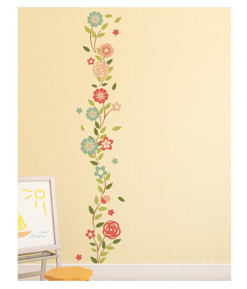     			Wallzone Colorful Flowers Nature Sticker ( 25 x 120 cms )
