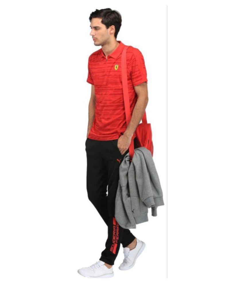 puma black polyester lycra trackpants