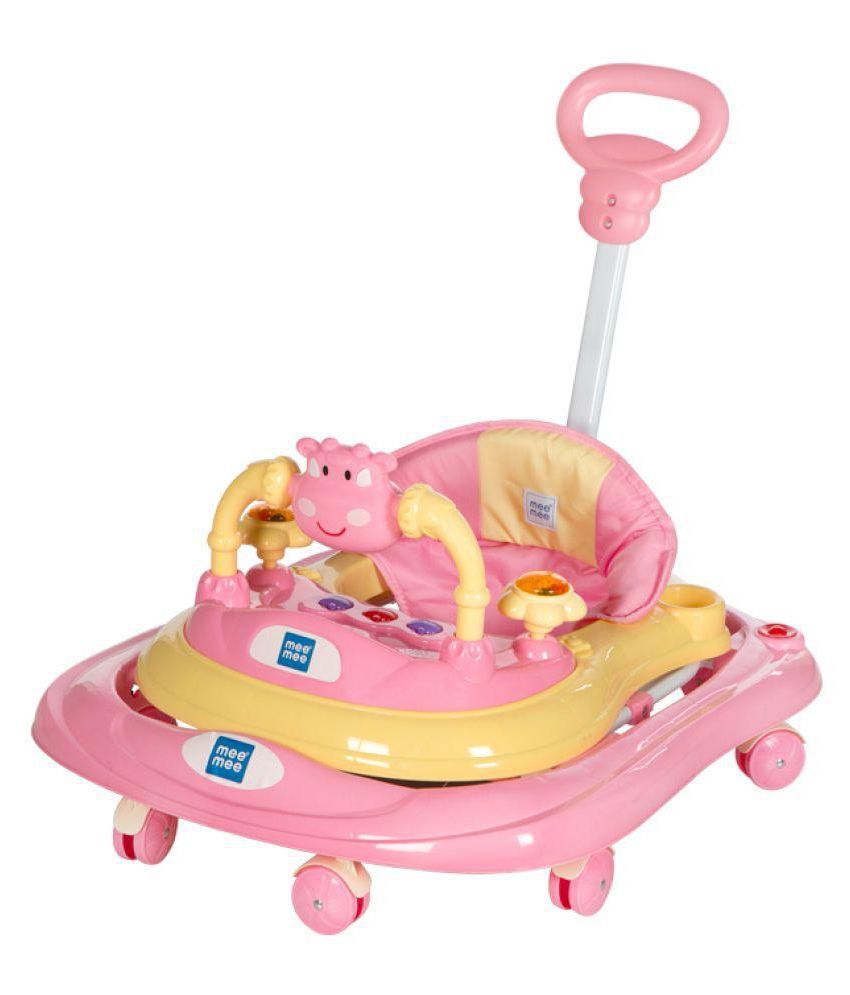     			Mee Mee Baby Walker with Adjustable Height and Push Handle Bar_Pink
