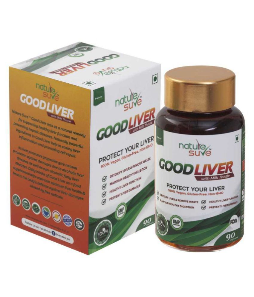 Nature Sure Good Liver Capsules with Milk Thistle for Natural Protection against Fatty Liver - 1 Pack (90 Capsules)