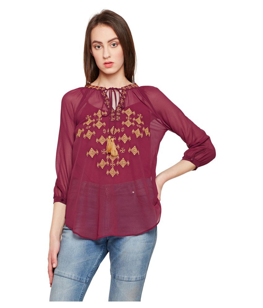     			Oxolloxo - Maroon Polyester Women's Regular Top ( )